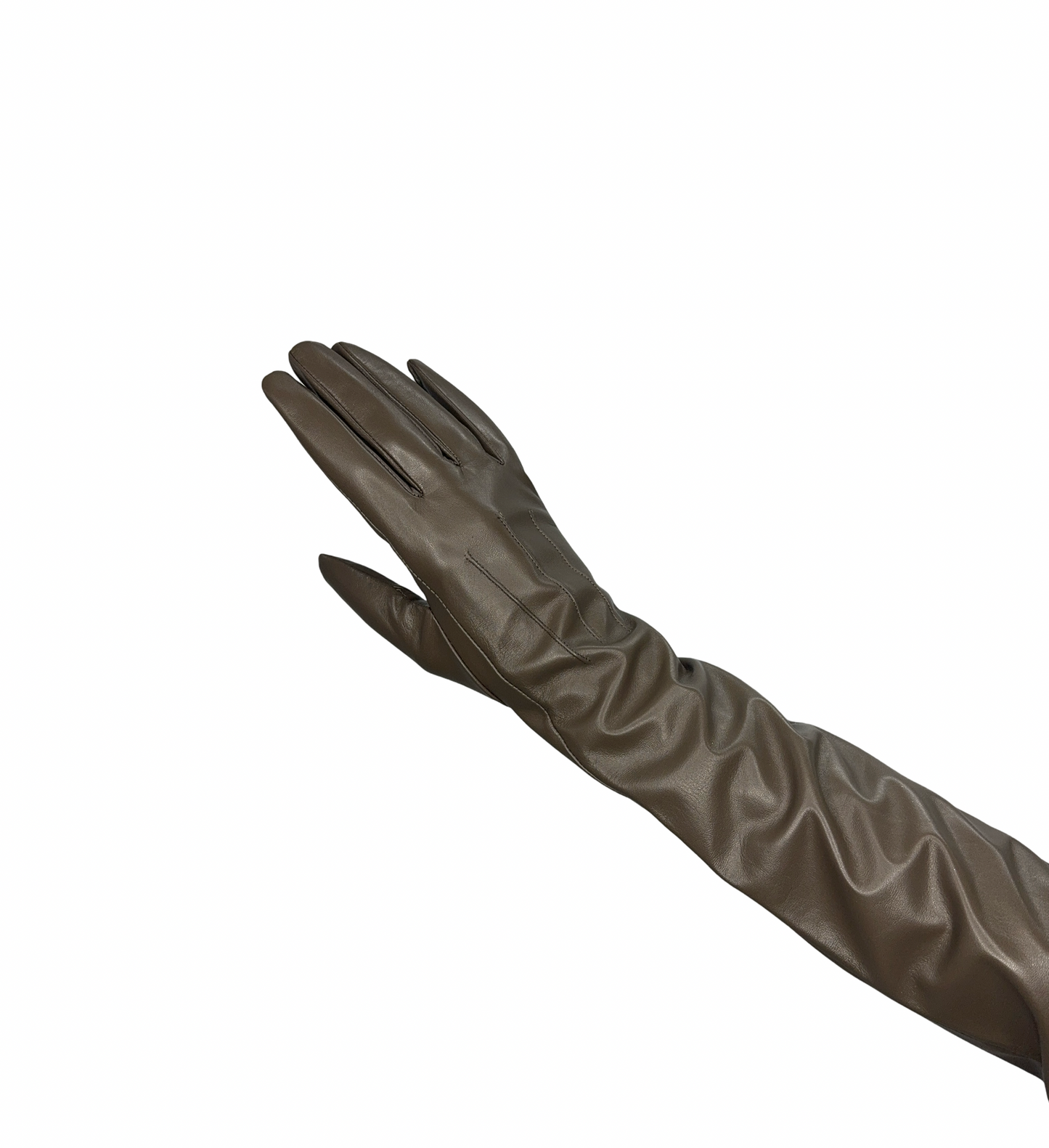 Long Leather Gloves - Brown