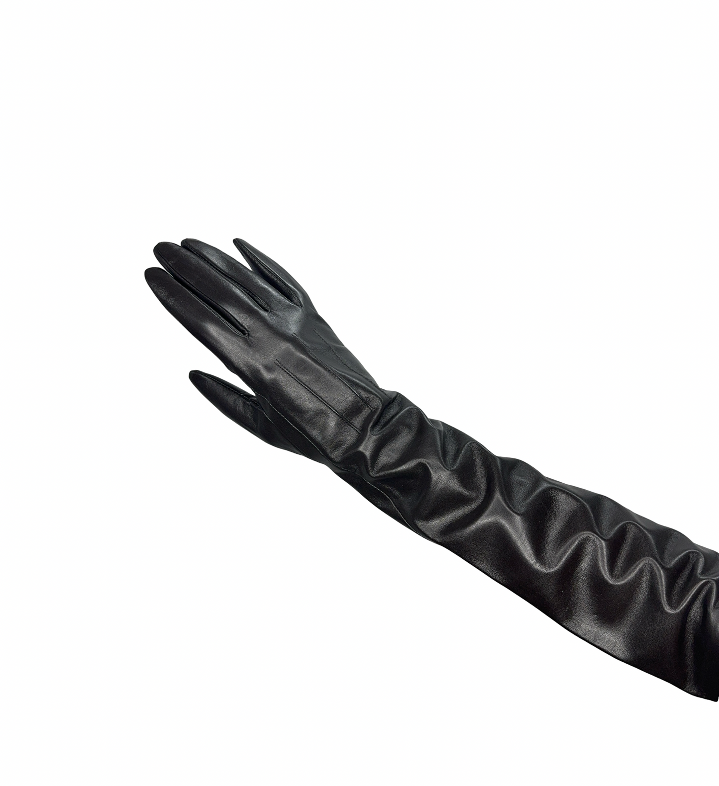Long Leather Gloves - Dark Brown